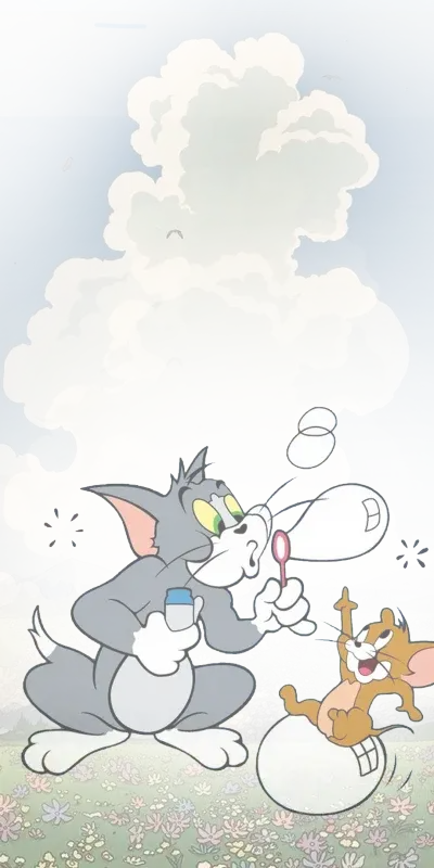 猫和老鼠吹泡泡.